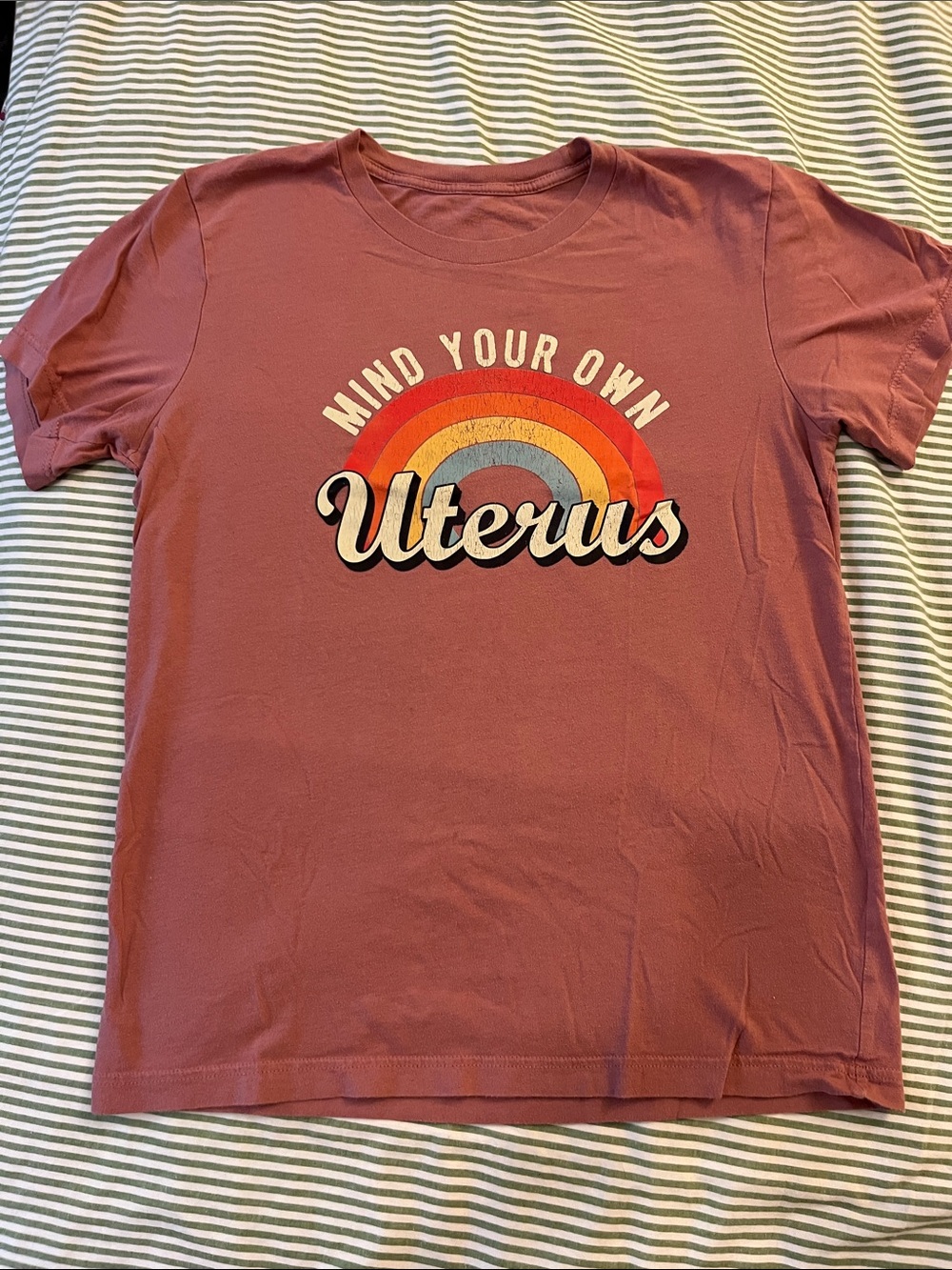 Mind Your Own Uterus Graphic Tee - Dusty Rose